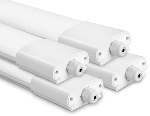 IEGLED 4er Pack LED Feuchtraumleuchte 60CM, 20W 2200LM Deckenlampe 4000K Neutralweiß, LED Werkstatt Deckenleuchte mit IP65 Wasserfest, Neonröhre Weiß als Wohnzimmerlampe, küchenlampe, Garagenlampe