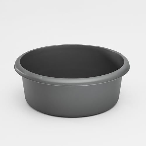 Washing Up Bowl for Sink | Grey Large Round Plastic Sink Bowls (8 Liter Capacity) | Wash Up Basin Bowl for Kitchen Sinks