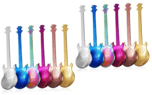 OUNONA 2 Ensembles Cuillère À Guitare En Acier Inoxydable 304 Bouilloire À Thé Cuillères À Café Cuillères À Café Bibelot De Guitare Dorées À 6 pièces * 2