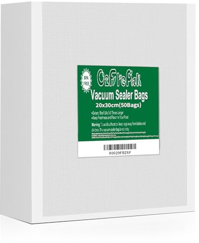 O2frepak 50Stk 20X30cm Vakuumierbeutel für Lebensmittel Vakuumiergerät | BPA-frei,LFGB,Kochfest und Sous Vide Gefrierbeutel,Profi Vakuumbeutel Lebensmittel