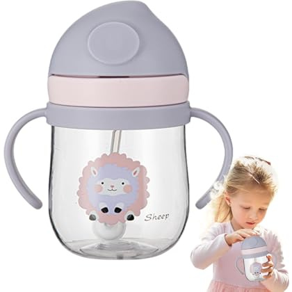 Generisch Trinklernbecher Baby 250 ml Strohhalm Becher Für Kleinkind, Süße Schnabeltasse Baby Trinkbecher Mit Griff Und Beschwerter Strohhalm Für Mädchen & Jun-gen