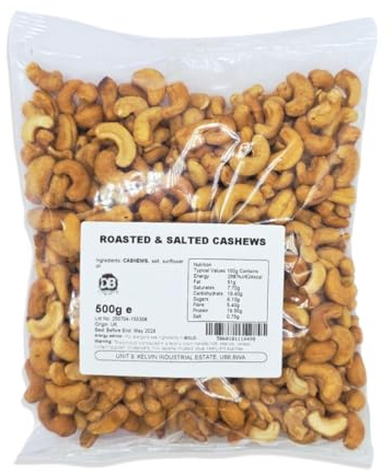 PREMIUM ROASTED SALTED CASHEWS 500G – Gourmet, Protein Rich On-The-Go Nut Snack for Fitness & Energy | Artisanal, Nutrient Dense Cashew Treat
