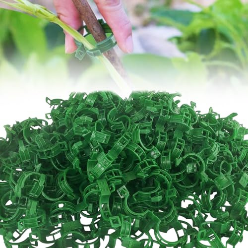 Gesicherter Pflanzen Kunststoff Clip, 2025 Neu Pflanzenclips, 100/200/300 Stück Pflanzen Clips, Pflanzenklammern, Tomatenclips, Pflanzenstützclip für Kletterpflanzen Gurken Tomaten (100, Grün)