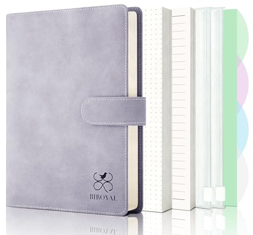 Notizbuch Ringbuch A5 Nachfüllbar, A5 Binder mit 6 Ringe, Tragbares Leder Ringordner mit Nachfüllpapier & Bindertaschen, Tagebuch für Erwachsene Bullet Journal für Schüler Berufstätige Reisende