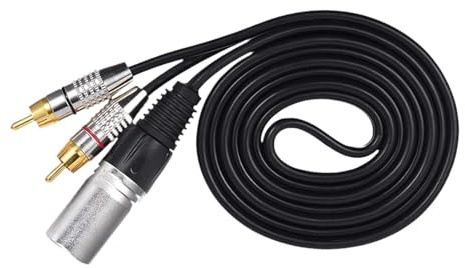 Oshhni Câble Audio XLR mâle vers 2 RCA mâles, connecteur Audio stéréo Facile à Utiliser, Longueur 5 m, câbles répartiteurs en Y pour Carte Son