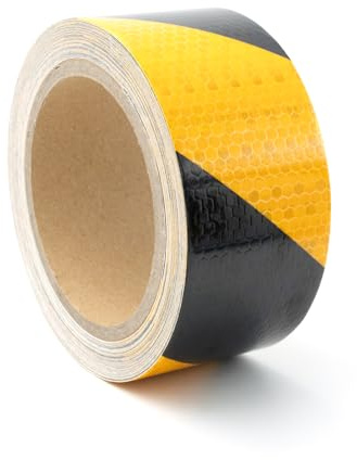 Cinta Reflectante Adhesiva,10m*5cmCinta Adhesiva Reflectante,Cinta Autoadhesiva Reflectante de Precaución,Pegatinas Reflectantes,Cinta Impermeable para Vehículos,Coches,,Exteriores (Negro y amarillo)