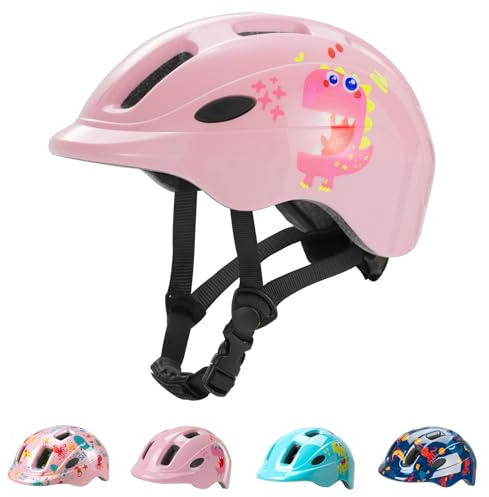 Favoto Kids Children Bike Helmet - CE Certified Lightweight Adjustable Toddler Bike Helmet for Girls Ages 3-5 Size S (48-52 cm) Pink Monster Design for Scooter Cycling and Outdoor