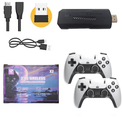 X2 Plus Game Stick Retro Console, Built in 40000+ games 128GB, Plug & Play Video Game Stick, 4K HD output, with Dual 2.4G Wireless Controllers