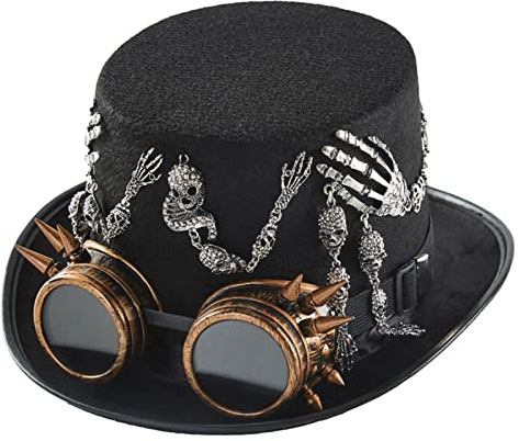 ZYMIADOU Steampunk - Sombrero de viajero del tiempo para hombre con gafas, sombrero de fiesta de Halloween, accesorios de fiesta steampunk con gafas