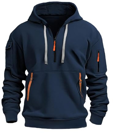 Felpa Uomo con Cappuccio e Zip Tinta Unita Casual Felpe con Tasche e Polsini Elastici Leggera e Funzionale Maglia Semplice Elegante Classici Maglie Casual Pullover Sportiva Hoodie Autunno e Inverno