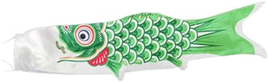 WUUISDNX Le drapeau japonais en forme de carpe, idéal pour décorer une cour extérieure, un restaurant, un jardin pavillon de poisson koï, symbole beauté, Vert, 75x15cm