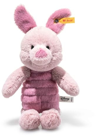 Steiff Disney Originals Ferkel 20cm, Soft Cuddly Friends, kuschelweicher rosafarbener Plüsch, Walt Disney Plüschfigur, Winnie Puuh Kuscheltier, waschmaschinenfest