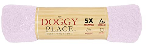 My Doggy Place - Super Absorbent Microfiber Towel - Dog Bathing Supplies - Microfiber Drying Towel - Washer Safe - Pink with Paw Print - 45 x 28 in - 1 Piece