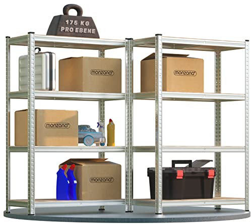 Monzana® 2X Schwerlastregal 160x90x40cm 1400kg 4 MDF-Platten Regal Lagerregal Kellerregal Steckregal Werkstattregal