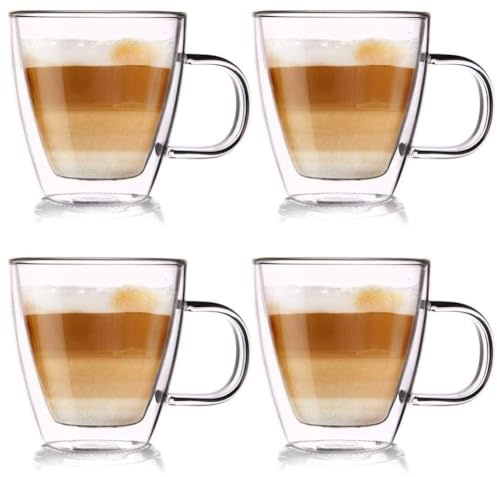 orion group Thermogläser 180 ML 4 Stück Set Kaffeegläser Teeglas Kaffeeglas | Doppelwandiges Doppelwandige Gläser Thermoglas Für Kaffee Latte Cappuccino Tee