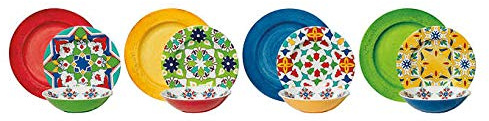 Melamine 12-piece Dinnerware Turkish Tile Set BPA Free Service for 4 Sets