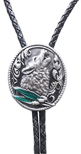 Bolo-Krawatte, Vintage-Stil, Cowboy, Cowgirl, Wolf, oval