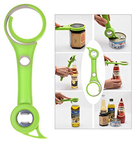 Kare & Kind 6 in 1 Jar Can Bottle Wine Opener - Multifunctional Kitchen Tool for Weak Arthritic Hands, Elderly, Seniors, Women - Open Bottles, Cans, Jars, Safety Seals, Pull Tab - Tight Grip