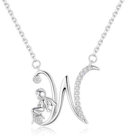 VIKI LYNN Collier Initiale Ange pour Femme en Argent Sterling 925 Lettres A-Z Personnalisées Cadeau Anniversaire Saint-Valentin Fête des Mères