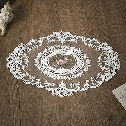 GIVBRO Spitzen-Platzdeckchen Deckchen Untersetzer mit Blumenmuster bestickt Tischsets Hochzeitsgeschirr Kissen Dekoration