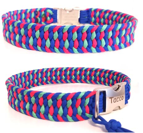 Paracord Halsband, Art: Farbrausch, wahlweise mit Gravur und weiteren Extras