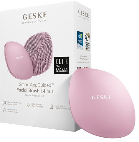 GESKE | Spazzola per il viso SmartAppGuided™ 4 in 1 | Spazzola per la pulizia del viso | Spazzola morbida in silicone | Pulizia del viso professionale | Pulizia della pelle