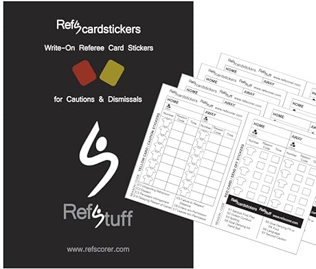 RefScardstickers - Football Soccer Referee Write-On Referee Card Match Day Record Stickers (Pack of 40)