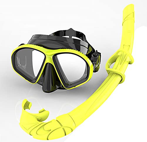 Schnorchelmasken-Set, Anti-Beschlag- und Anti-Leck-Design, Schnorchel-Set mit Tauchmaske, Trockenschnorchel, Tauchen, 120°-Panorama-Weitblick, geeignet für Männer, Frauen, Erwachsene und Y (Schw