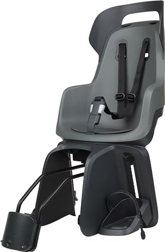 BOBIKE 8012700005 - Fahrradkinderrückbank GO Maxi mit Neigungssystem für Fahrräder mit 26” bis 29” Rädern geeignet für Kinder mit Verankerung im Rahmen in Farbe Makronengrau