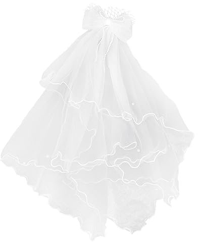 Abaodam Kopfbedeckung Mit Schleier Und Schleifendekoration Für Mädchen Eleganter Haarschmuck Für Hochzeiten Partys Und Besondere Anlässe Weißer Netzschleier Mit Charmanten Details