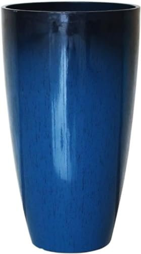 LWLYLCHBM Pot de fleurs pour herbes aromatiques - Bleu paon - Pot de fleurs pour balcon - Pot de fleurs rond émaillé - Pot de fleurs - K bleu - 53,5 cm