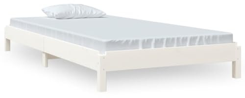 QZZCED Lit de chambre à coucher, lit de jour, lit d'hôtel, lit de luxe, empilable, blanc, 90 x 190 cm, en bois de pin massif, pour chambre à coucher, hôtels, appartements