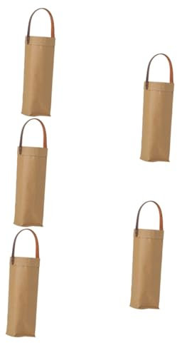 Cabilock 5pcs Kraft Paper Wine Bag for Shopping Parties Events Reusable Wine Bottle Carrier