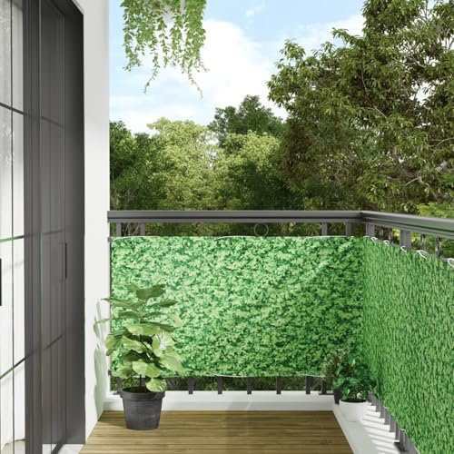 Homgoday Biombo de balcón con aspecto de planta verde, 600 x 75 cm, PVC, biombo de exterior para balcón, jardín, separador de jardín exterior, separador exterior