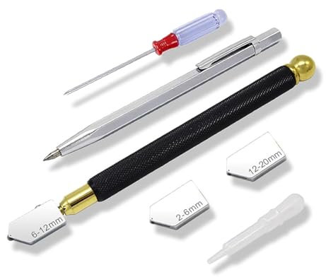 PAGJHRFJG Cuchillo para Cortar Vidrio de 2 mm A 20 mm, Cuchillo para Cortar Vidrio con Punta de Aleación, Bolígrafo para Grabar y Trazar de Aleación, para Vidrio, Mosaico y Artesanías