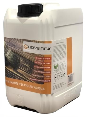 Home Idea Italia Impregnante per Legno Cerato Protettivo a Base d'Acqua Pronto all'Uso Confezione da 5 litri (Miele)