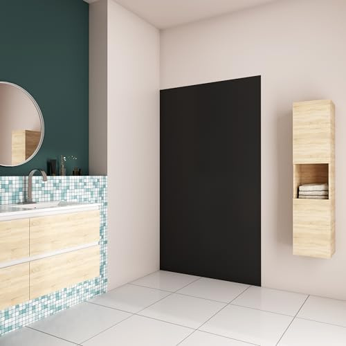AICA Panneau mural de douche noir 90x210cm Panneaux muraux salle de bain habillage mural aluminium