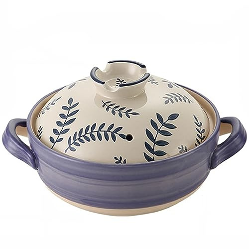 KUOYTT Casseruola in Ceramica, pentola di Terracotta Giapponese, pentola di Riso in Pietra con Coperchio, pentola di Terracotta, pentola in Ceramica, pentola per Cucinare, pentola Sana, p