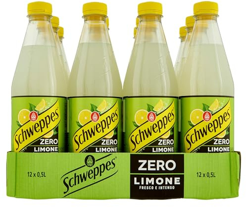 Schweppes, Bibita Gassata Limone Zero, Confezione da 12x0,5 L, Zero Zuccheri, Effervescenza Unica, Ideale per Cocktail e Aperitivi