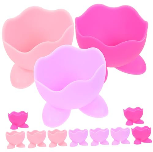 VINTORKY Lot de 12 Coquetiers en Silicone Pieds pour Servir et Présenter Œufs Durs, Matériau Souple et Résistant, Salle à Manger Couleur Aléatoire