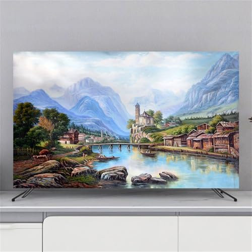 Hixingo TV Abdeckung Staubschutzhülle, 3D Landschaft Muster Schutzhülle Fernseher 32-80 Zoll TV Schutzhülle Fernsehabdeckung Fernseh Abdeckung Abdeckhaube für Fernseher (Bergblick,40-43inch)