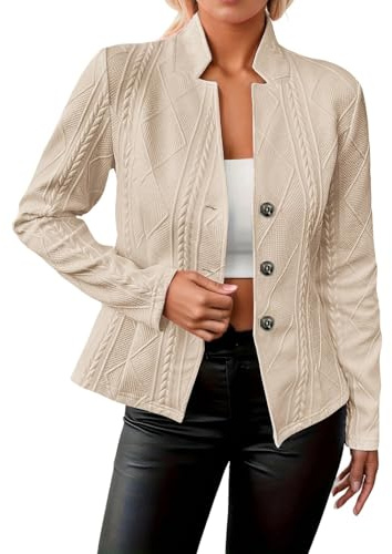 Giacca da Donna Elegante Colletto Maniche Lunghe Design Strutturato Abbinamento Ufficio Casual Autunno Inverno Tessuto Comfort