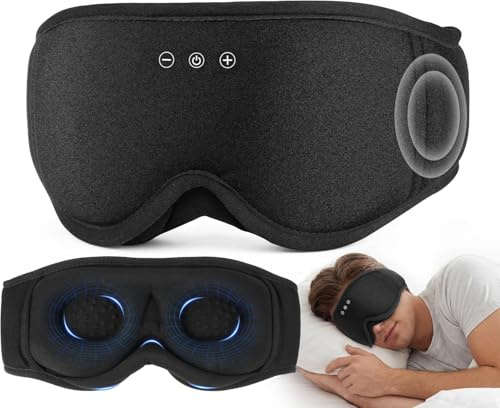 LC-dolida 3D Bluetooth Schlafmaske mit Kopfhörern, Total Blickdicht & Weich