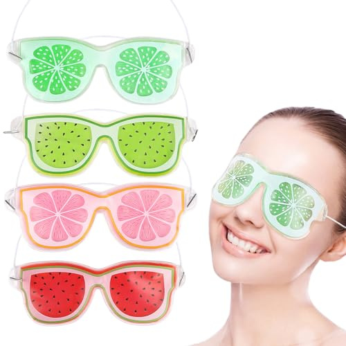 JEYORZY 4Pezzi Maschera Occhi Gel Freddo, Maschera Gel per Occhi, Maschera Ghiaccio Occhi con Ghiaccio Gel Riutilizzabile, Impacchi Gel Fredde e Calde, Cuscinetti Caldo Freddo per Occhi Gonfi, Stanchi