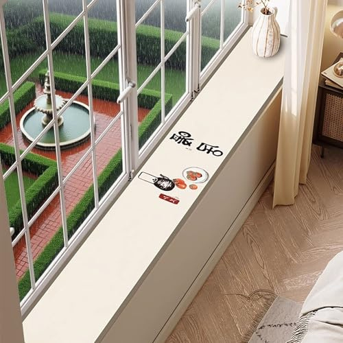 WhamtL Alfombrilla de Ventana Tapete de Repuesto para Alféizar de Ventana Interior, Cojín Recortable para Protector de Alféizar de Ventana Salediza(Style C,140x30cm(55x12in))