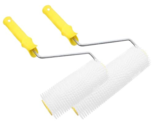 2 Stück Entlüftungsroller Stachelwalze, Entlüftungswalze 22 cm und 15 cm Entlüftung Handstachelwalze von Bodenbeschichtungen Ausgleichsmasse Nagelwalze Stachelroller für Bodenbeläge