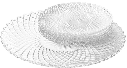 Altom Design SOLARIS Dessertteller Set, aus Glas, 7-teilig, Kuchenteller Frühstücksteller 15,5 cm, mit eine Tortenplatte 25 cm