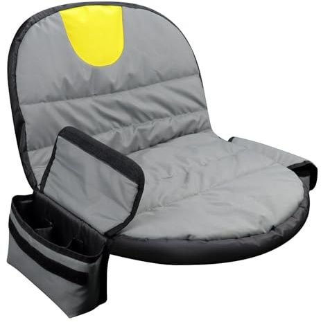 Ｚｉａｌｏｆｉ Funda Impermeable Asiento Cortacésped con Protector Acolchado Accesorios para Cortacésped y Tractor sin Apoyabrazos Resistente a Condiciones, Gris Amarillo