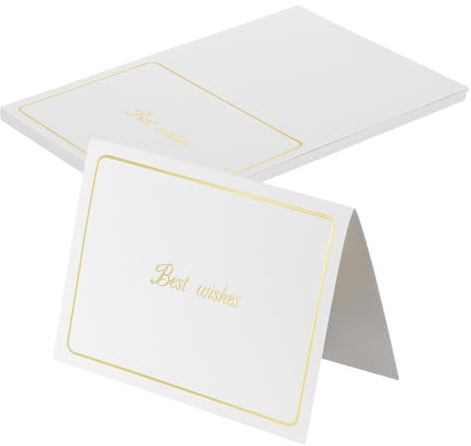 sourcing map 20 segnaposto con cornice in oro bianco con scritta Best Wishes, 14 x 9 cm, pieghevoli, vuoti, riempibili, biglietti di auguri per la tavola