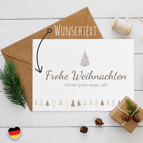 Weihnachtskarte Personalisierbare Klappkarte für Familien, Firmen mit Logo & Text, 10 bis 100 Stück – Hochwertiger Druck auf 300g Papier, eigener Text, Umschläge optional, Motiv Nordic Trees